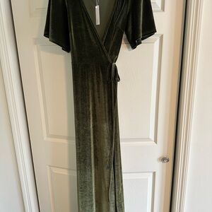 Baltic Born Sage Velvet Wrap Dress